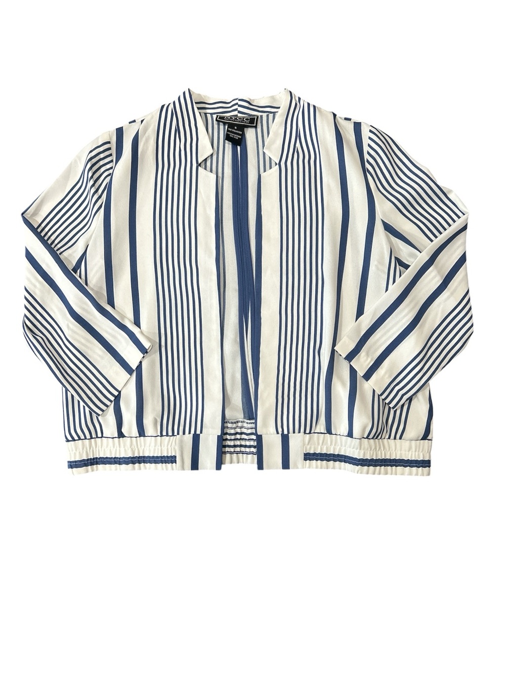 NYCC Striped Open-Front Jacket in White and Navy sz S w/pockets